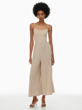 ARITZIA X WILFRED Tan Neural Sleeveless Wide-Leg Comfy Casual Market Jumpsuit M